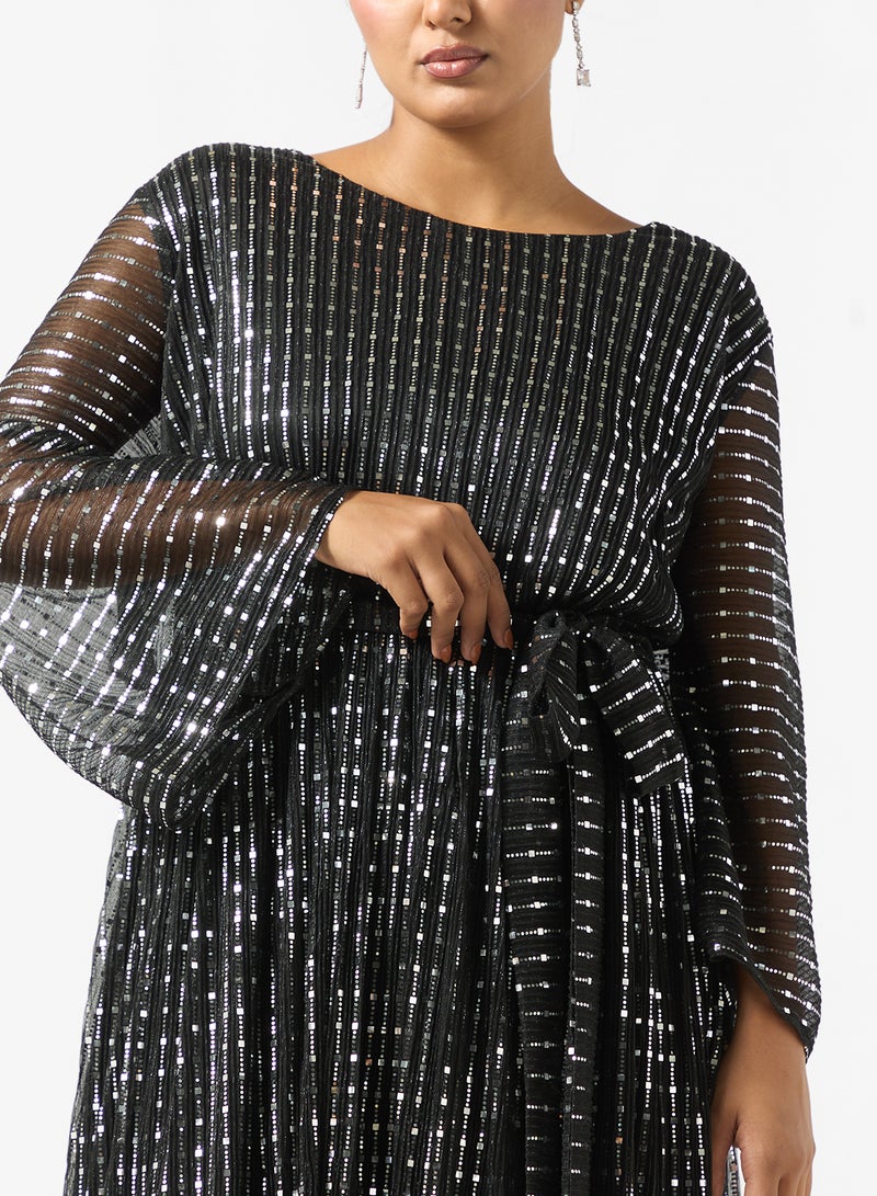 خزانة فستان مقاس كبير بحزام لامع - Image 3