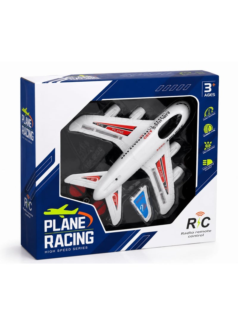 RC Airplane Toy for Kids – Rechargeable Remote Control Passenger Plane with LED Lights, Rubber Wheels & Multi-Directional Movement – Ages 3+