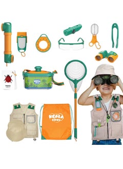 Kids Explorer Kit Bug Catching Kit with Butterfly Net Insect Catcher Binoculars Vest Hat Goggles Magnifier & Flashlight Kids Camping Gear Educational Toys Outdoor Exploration Toys Gift