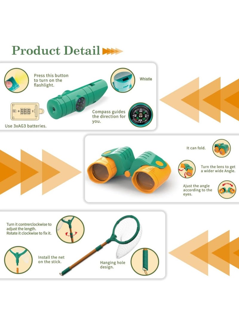 Generic - Kids Explorer Kit Bug Catching Kit with Butterfly Net Insect Catcher Binoculars Vest Hat Goggles Magnifier & Flashlight Kids Camping Gear Educational Toys Outdoor Exploration Toys Gift - Image 1