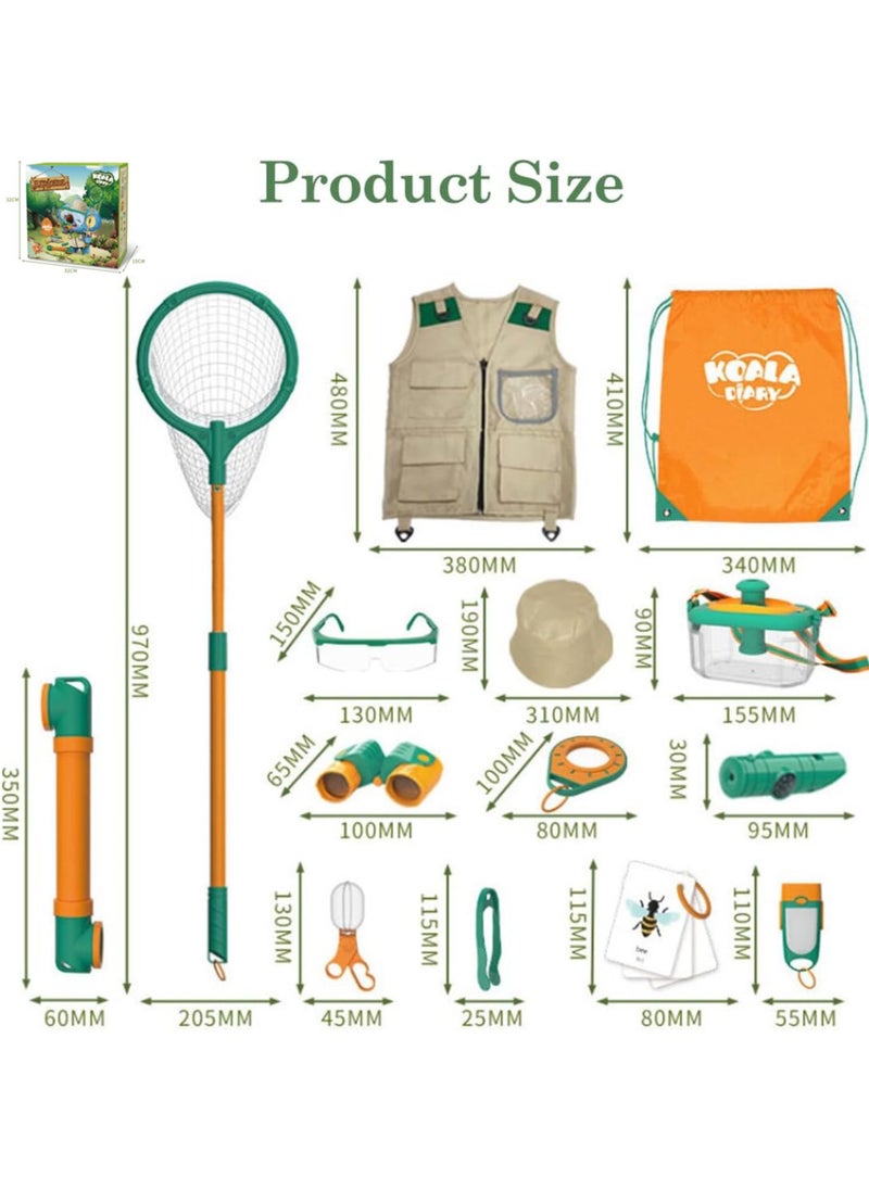 Generic - Kids Explorer Kit Bug Catching Kit with Butterfly Net Insect Catcher Binoculars Vest Hat Goggles Magnifier & Flashlight Kids Camping Gear Educational Toys Outdoor Exploration Toys Gift - Image 1