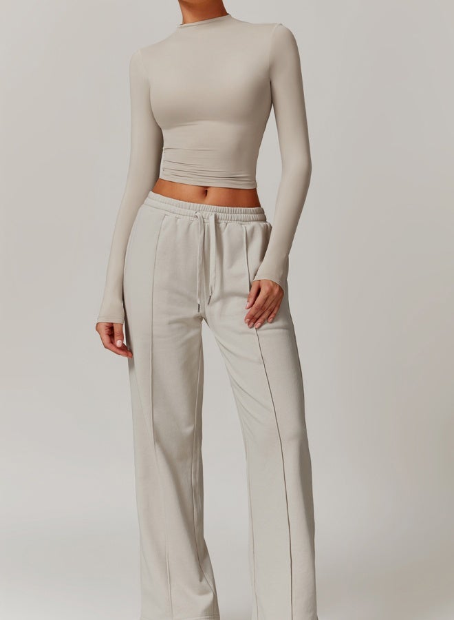 KAWN.YOGA Womens Mid Waist Oversized Wide Leg Joggers  - Image 4