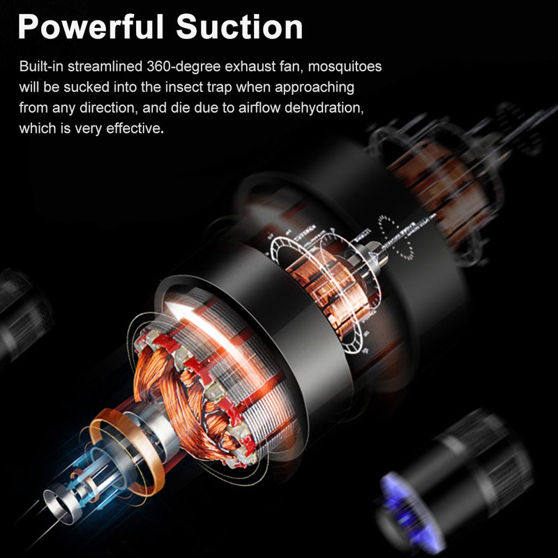 UV LED Light USB Power Suction Mosquito Killer Lamp Indoor Bug Zapper Black 19cm - Image 3