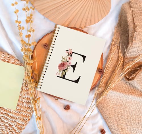OXW Personalized Initial E Notebook, Monogrammed Gifts for Women Teen Girls Kids Coworkers Birthday, Customized Gifts, Personalized Cute Girly Gifts Custom Notebook Journal for Work Office(5.5'' X 8.3'') - Image 2