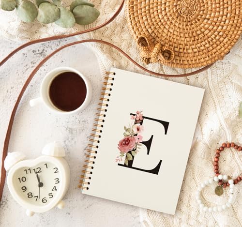 OXW Personalized Initial E Notebook, Monogrammed Gifts for Women Teen Girls Kids Coworkers Birthday, Customized Gifts, Personalized Cute Girly Gifts Custom Notebook Journal for Work Office(5.5'' X 8.3'') - Image 3