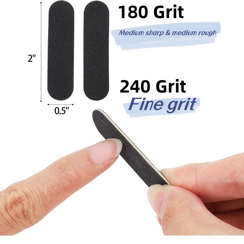 Tecbeauty 400pcs Nail Files Kit- 200 Mini Nail Files 180/240 Grit, 200pcs Orange Nail Sticks Pedicure Wood Cuticle Pushers - Image 3