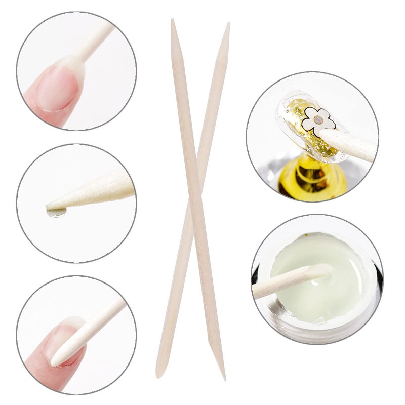 Tecbeauty 400pcs Nail Files Kit- 200 Mini Nail Files 180/240 Grit, 200pcs Orange Nail Sticks Pedicure Wood Cuticle Pushers - Image 2