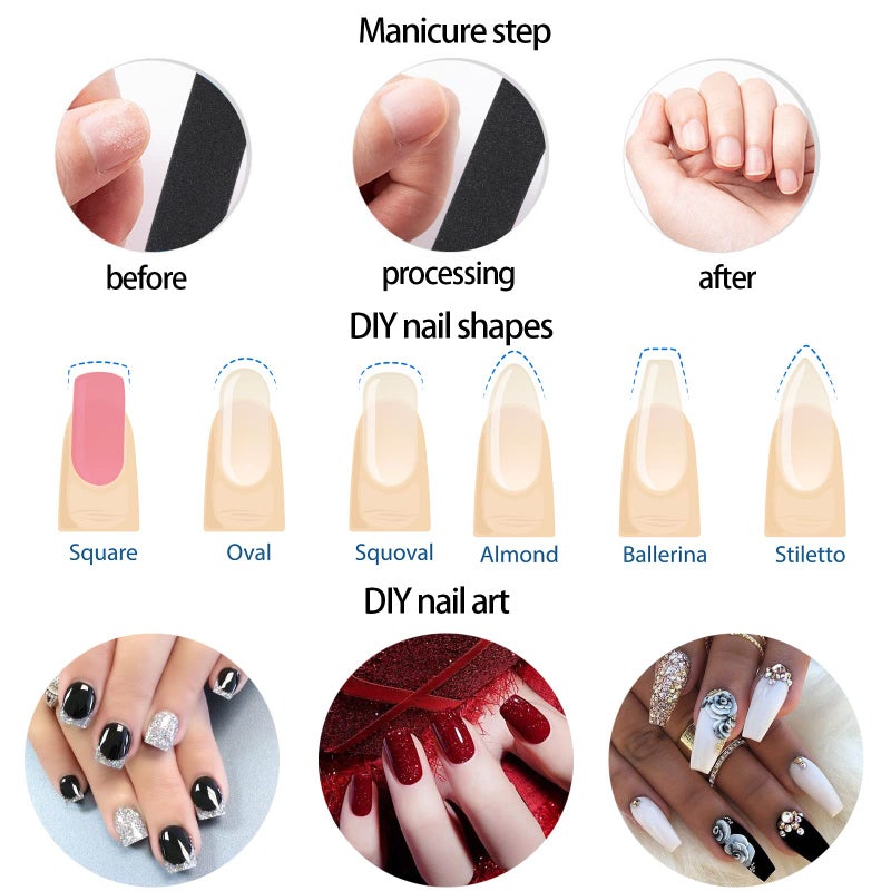 Tecbeauty 400pcs Nail Files Kit- 200 Mini Nail Files 180/240 Grit, 200pcs Orange Nail Sticks Pedicure Wood Cuticle Pushers - Image 4