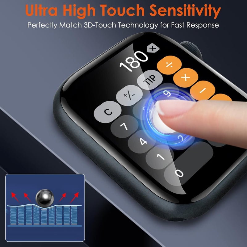 CloudValley غطاء صلب مع زجاج مقسى متوافق مع ساعة آبل سيريس 9 (2023) سيريس 8 سيريس 7 45 مم، غطاء واقي فائق النحافة لحماية شاشة آي ووتش - أسود - Image 2