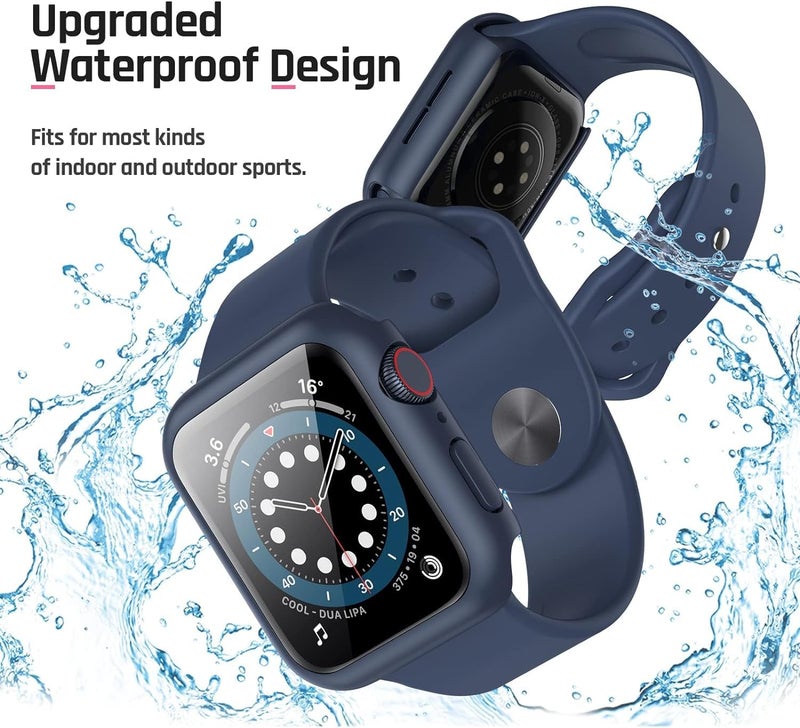 CloudValley غطاء صلب مع زجاج مقسى متوافق مع ساعة آبل سيريس 9 (2023) سيريس 8 سيريس 7 45 مم، غطاء واقي فائق النحافة لحماية شاشة آي ووتش - أسود - Image 5