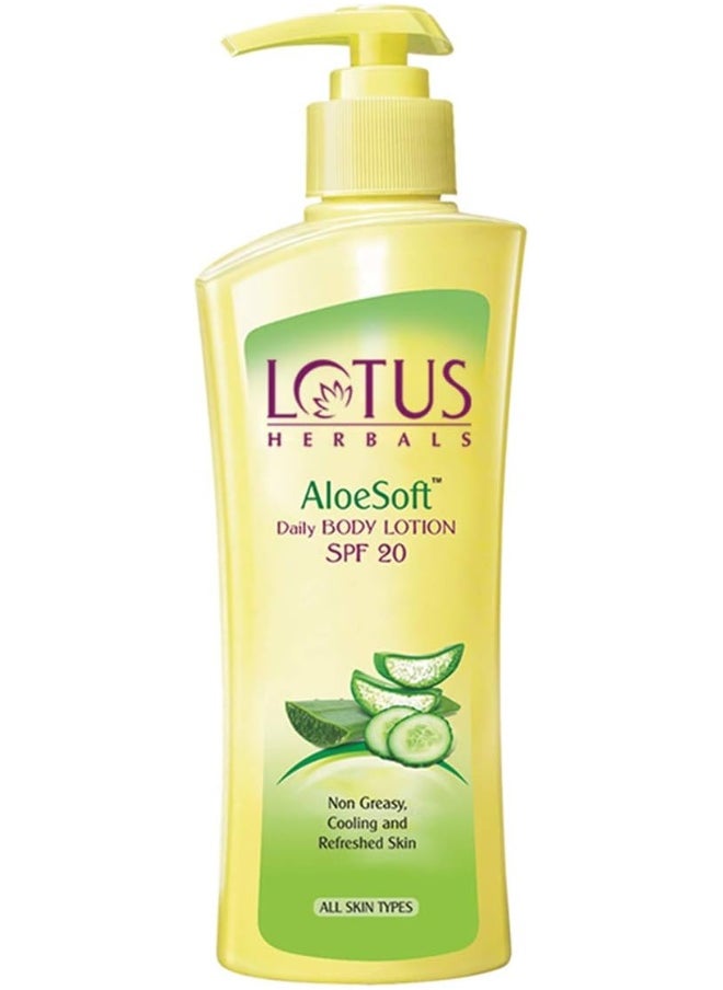 LOTUS HERBALS Aloesoft Daily Body Lotion Spf 20, White  - Image 1