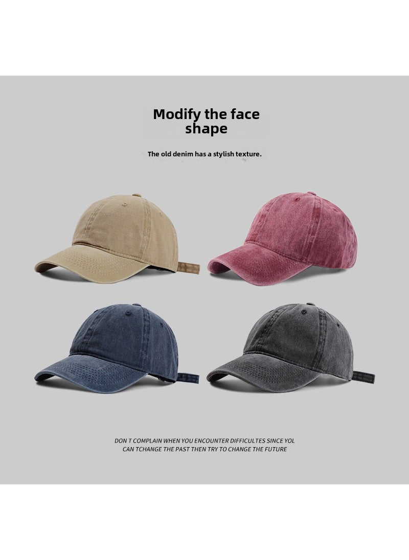 Generic Solid Washed Cotton Baseball Cap Unisex Wine red  - Image 4