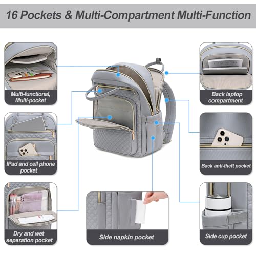 Tealari Laptop Backpack for Women,15.6 Inch Laptop Backpack for Work,Water Resistant Travel Backpack,College Bookbag with Wallet - Image 4