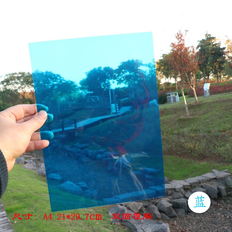 Color cellophane transparent plastic sheet kindergarten childrens handmade hard diy transparent film plastic paper pvc film A4 blue 1 piece - Image 1