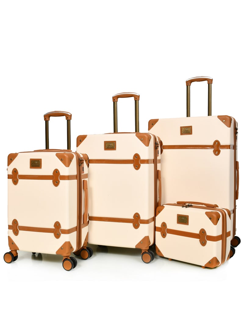 مورانو حقائب سفر كلاسيكية مورانو 4 قطع بعجلات دوارة وقفل أمان مقاسات : 28''-24''-20''-14 أنش لون (بيج) - Image 1