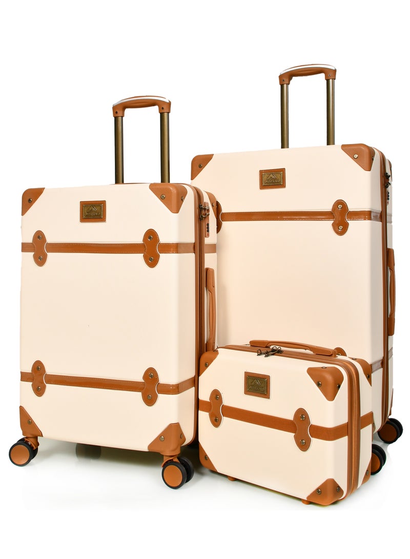 مورانو حقائب سفر كلاسيكية مورانو 4 قطع بعجلات دوارة وقفل أمان مقاسات : 28''-24''-20''-14 أنش لون (بيج) - Image 2
