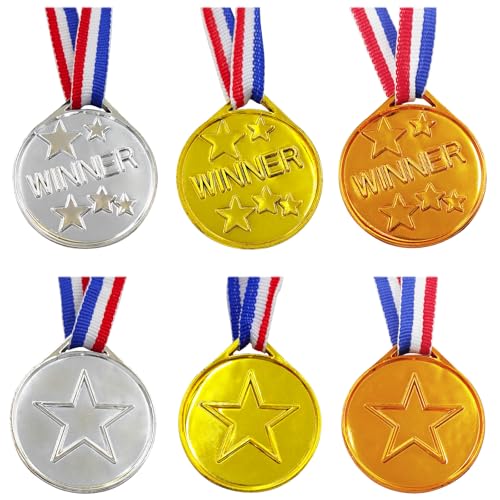 Dronside 36 Pieces Kids Gold Silver Bronze Award Medals, Childrens Plastic Medals Winner Gold Silver Bronze Award Medals for Kids Gift, Games Competitions, Party Favors and Decorations - Image 4