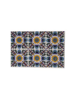Shiv Kripa Blue Pottery Shiv Kripa Blue Pottery Luxury Floral Decorative Crafted Tabletop Flooring Wall Interior Exterior Traditional 4 x 4 inch Tiles Pack of 6 Tiles Blue 
