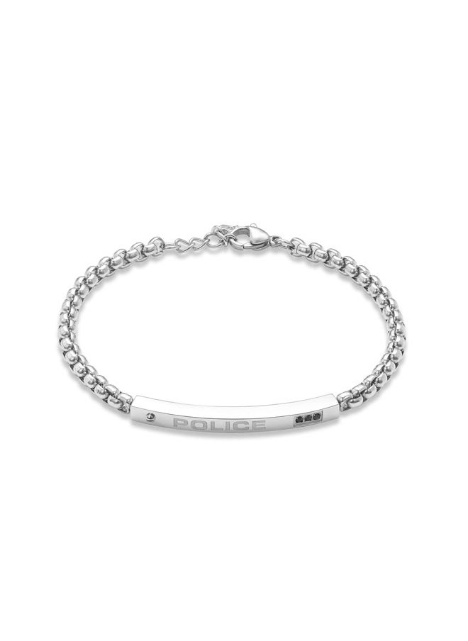 POLICE Cubet BraceletSlim Linked Design with Black Crystal Embedded  MotifMen's Sleek Statement Style  - Image 2