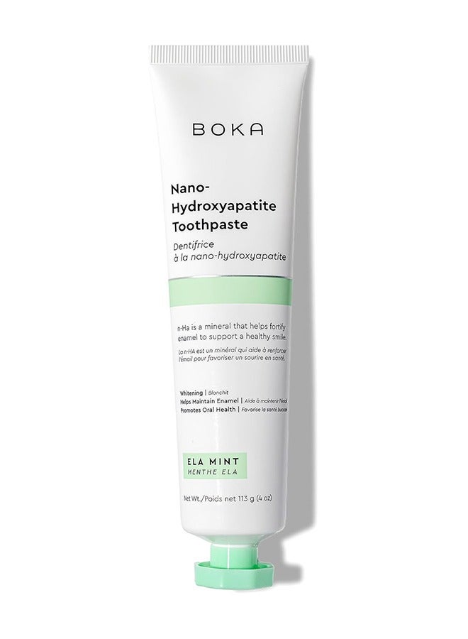 BOKA Nano - Hydroxyapatite Toothpaste, Natural Toothpaste, Fluoride Free Toothpaste - Remineralizing, Sensitive Teeth, Whitening - Dentist Recommended for Adult & Kids Oral Care - Ela Mint, 113 g (4 oz) - Image 1