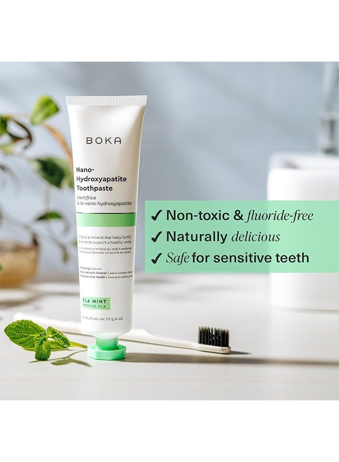 BOKA Nano - Hydroxyapatite Toothpaste, Natural Toothpaste, Fluoride Free Toothpaste - Remineralizing, Sensitive Teeth, Whitening - Dentist Recommended for Adult & Kids Oral Care - Ela Mint, 113 g (4 oz) - Image 3