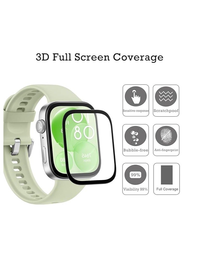 3PACK for Huawei Watch Fit 3 Screen Protector, 3D Curved Full Coverage HD Anti-scratch Bubble Free PMMA Flexible Protective Film Not Glass - Image 2