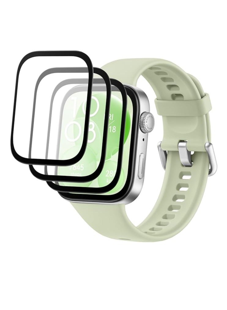 3PACK for Huawei Watch Fit 3 Screen Protector, 3D Curved Full Coverage HD Anti-scratch Bubble Free PMMA Flexible Protective Film Not Glass - Image 1