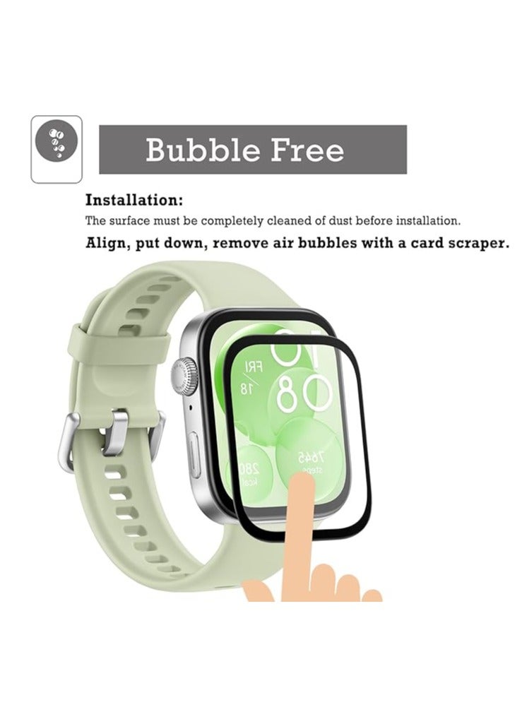 3PACK for Huawei Watch Fit 3 Screen Protector, 3D Curved Full Coverage HD Anti-scratch Bubble Free PMMA Flexible Protective Film Not Glass - Image 3