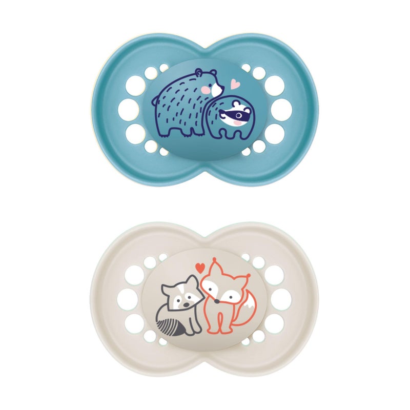 MAM Original Matte Baby Pacifier, Nipple Shape Helps Promote Healthy Oral Development, Sterilizer Case, 2 Pack, 6-16 Months, Boy,2 Count (Pack of 1) - Image 1