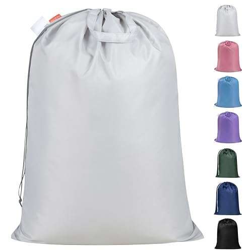 Polecasa Extra Heavy Duty Large Laundry Bag with Sturdy Handles, ID Tag & Drawstring Closure, 28 x 36 inches Durable Storage Bags, Laundry Accessory for Basket, Hamper, College, Dorm, Travel, Silver - Image 1
