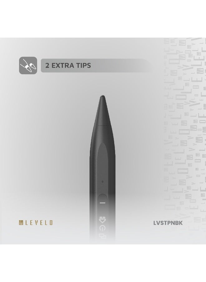 ليفيلو قلم Skywrite Versa Stylus لجهاز iPad مزود بشاشة مؤشر البطارية / تشغيل التطبيقات / مصراع الكاميرا / قابل لإعادة الشحن - أسود غير لامع - Image 2
