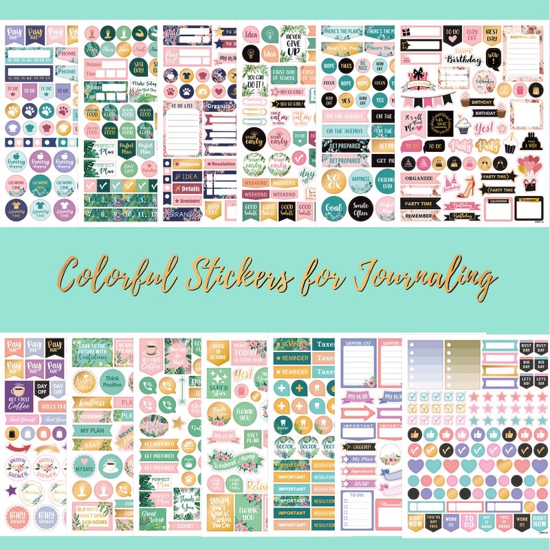 Vondafe Planner Stickers - Monthly Planner Stickers and Accessories 25 Pages 1500 + Stunning Functional and Colorful Designs, Calendar Sticker Includes Festival Theme Journal Sticker - Image 5