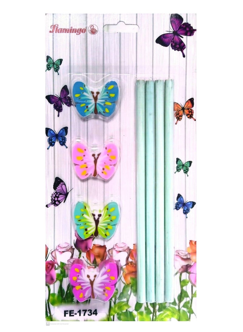 Flamingo ERASER WITH PENCIL 8 PIECES - Image 1