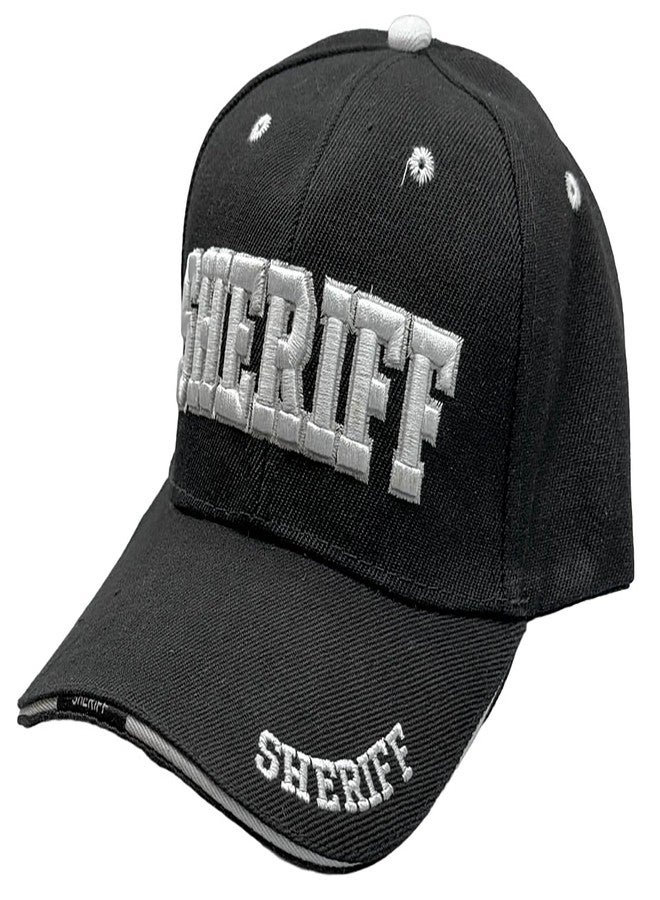 Freedom Farms Sheriff Hat Law Enforcement Baseball Cap - White Embroidery Sheriff Front & Bill - Hook & Loop Adjustable Size (US, Alpha, One Size, 1 Hat) - Image 1