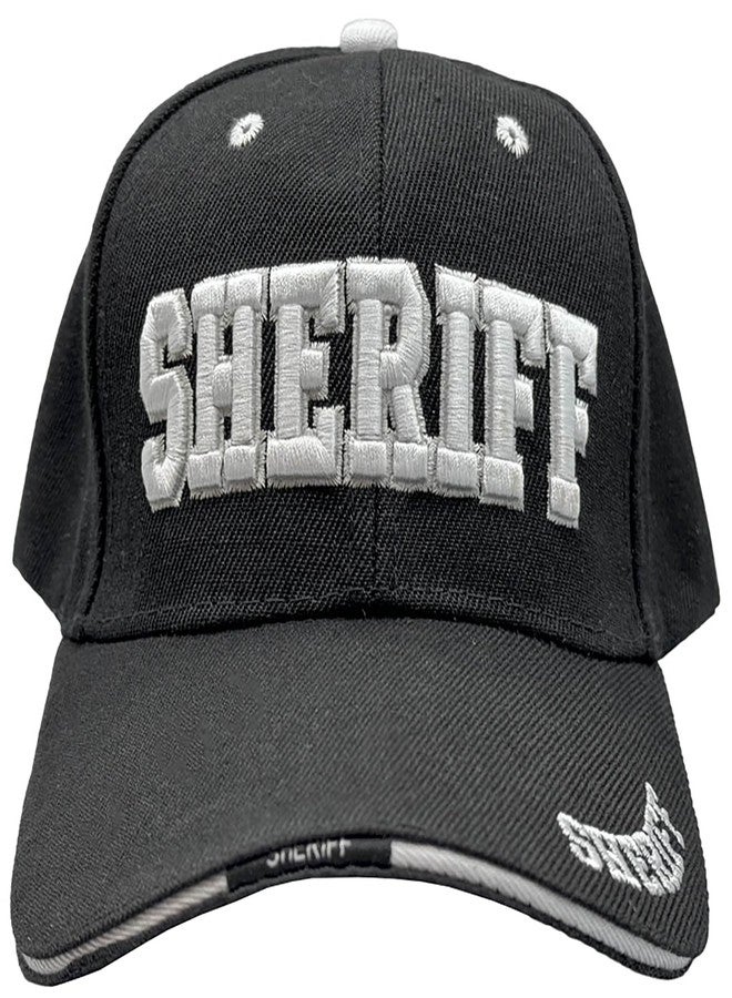 Freedom Farms Sheriff Hat Law Enforcement Baseball Cap - White Embroidery Sheriff Front & Bill - Hook & Loop Adjustable Size (US, Alpha, One Size, 1 Hat) - Image 3