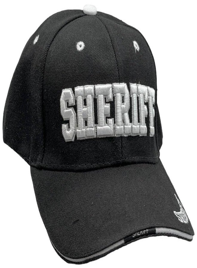 Freedom Farms Sheriff Hat Law Enforcement Baseball Cap - White Embroidery Sheriff Front & Bill - Hook & Loop Adjustable Size (US, Alpha, One Size, 1 Hat) - Image 2