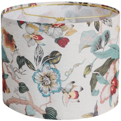 Rumidoph Drum Lamp shades Linen Medium Lamp shade 1 Pack, 13"Top x 13"Bottom x 10"High(Spider) Printed Floral Lampshade for Table Lamps Floor Lamps, Farmhouse Lampshades Replacement, Assembly Required - Image 1