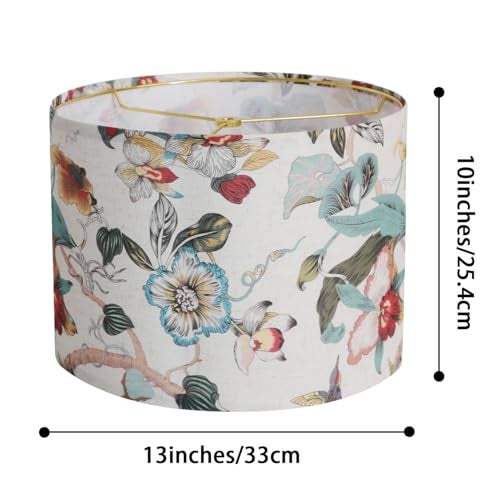 Rumidoph Drum Lamp shades Linen Medium Lamp shade 1 Pack, 13"Top x 13"Bottom x 10"High(Spider) Printed Floral Lampshade for Table Lamps Floor Lamps, Farmhouse Lampshades Replacement, Assembly Required - Image 2