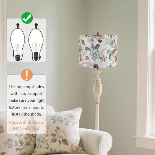 Rumidoph Drum Lamp shades Linen Medium Lamp shade 1 Pack, 13"Top x 13"Bottom x 10"High(Spider) Printed Floral Lampshade for Table Lamps Floor Lamps, Farmhouse Lampshades Replacement, Assembly Required - Image 5