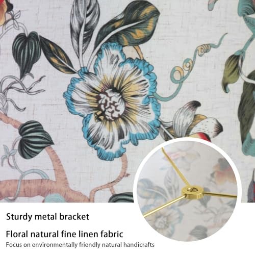 Rumidoph Drum Lamp shades Linen Medium Lamp shade 1 Pack, 13"Top x 13"Bottom x 10"High(Spider) Printed Floral Lampshade for Table Lamps Floor Lamps, Farmhouse Lampshades Replacement, Assembly Required - Image 4