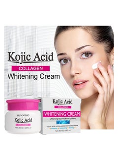 GUANJING Kojic Acid Collagen Whitening Face Cream 80ml Whitening Rejuvenation System Moisturizing Firming Whitening Brightening Nourishing Resurfacing Face Whitening Cream  - Image 4