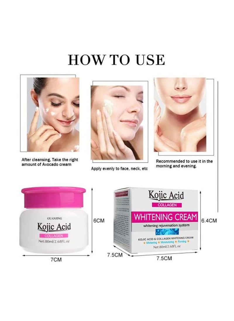 Kojic Acid Collagen Whitening Face Cream 80ml Whitening Rejuvenation System Moisturizing Firming Whitening Brightening Nourishing Resurfacing Face Whitening Cream - pzsku/Z6CCC80F06B2CC733B162Z/45/_/1655463213/0ca73980-585e-491e-bcd7-61b2f789f760