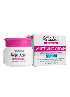 GUANJING Kojic Acid Collagen Whitening Face Cream 80ml Whitening Rejuvenation System Moisturizing Firming Whitening Brightening Nourishing Resurfacing Face Whitening Cream  - Image 2