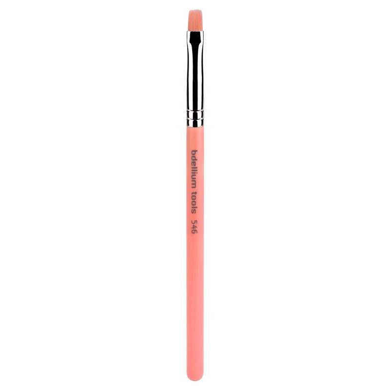 Bdellium Tools Professional Makeup Brush  Pink Bambu Series 546 Square Lip  With Soft Synthetic Fibers For Applying Color Precisely across Lips Pink 1pc