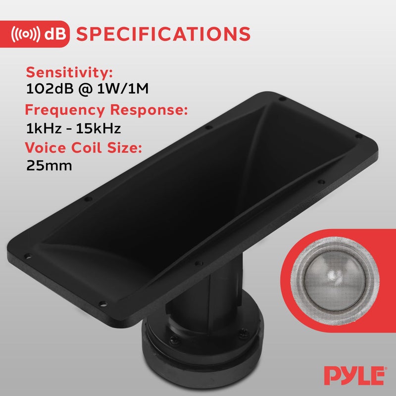 Pyle 4x10 Inch Horn Tweeter Speaker - Heavy Duty 200 Watt High Power Horn Audio Tweeter System w/ 25mm Voice Coil, 20 Oz Magnet Structure, 102 dB, 8 Ohm Impedance - Pyle PH391,Black - Image 3