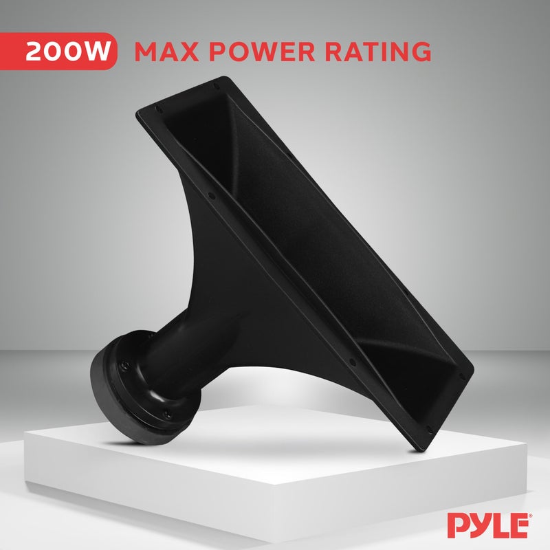 Pyle 4x10 Inch Horn Tweeter Speaker - Heavy Duty 200 Watt High Power Horn Audio Tweeter System w/ 25mm Voice Coil, 20 Oz Magnet Structure, 102 dB, 8 Ohm Impedance - Pyle PH391,Black - Image 2