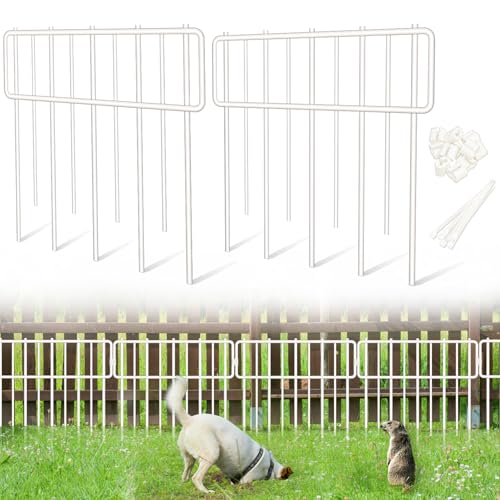 Blingluck Animal Barrier Fence, 10 Pcs Upgrade 1.26 in Gap Decorative Fences No Dig Fence for Rabbits and Dog Ground Defense, Rustproof Metal Wire Garden Edging Border for Outdoor, Yard, White - Image 1