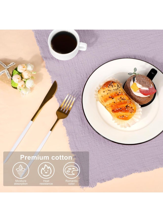 GuRiver Cotton Linen Cloth Napkin, 12 Pcs Handmade Cloth Napkin with Fringe, 43x 43cm Soft Cloth Dinner Wedding Napkin Square Rustic Fringe Napkin for Dinners, Parties, Weddings, Purple Wedding Napkin - Image 2