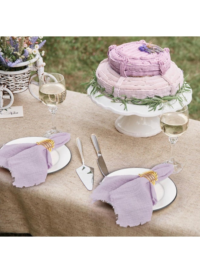 GuRiver Cotton Linen Cloth Napkin, 12 Pcs Handmade Cloth Napkin with Fringe, 43x 43cm Soft Cloth Dinner Wedding Napkin Square Rustic Fringe Napkin for Dinners, Parties, Weddings, Purple Wedding Napkin - Image 5
