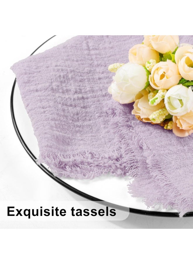 GuRiver Cotton Linen Cloth Napkin, 12 Pcs Handmade Cloth Napkin with Fringe, 43x 43cm Soft Cloth Dinner Wedding Napkin Square Rustic Fringe Napkin for Dinners, Parties, Weddings, Purple Wedding Napkin - Image 4